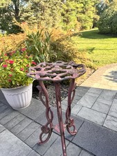 Antigo suporte de planta de ferro fundido ornamentado pedestal mesa decoração rústica fazenda 28 x 13” comprar usado  Enviando para Brazil