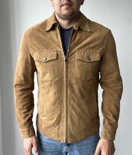 Autêntica Jaqueta Masculina Hugo Boss Couro Camurça Zíper Completo Tamanho 52.EUA 42 comprar usado  Enviando para Brazil
