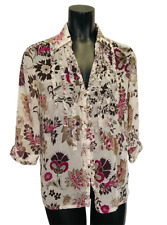 Blusa/camisa/top floral Lavender Road tamanho 10, mangas 3/4, botão com babados para cima comprar usado  Enviando para Brazil