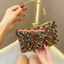 Usado, Bolsa de mão de noiva cristal enfeitada alça dourada festa noite casamento C493 comprar usado  Enviando para Brazil