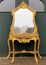 Console com espelho Louis XVI conjunto rococó madeira dourada preto mármore italiano comprar usado  Enviando para Brazil