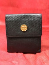 Bolsa mini carteira de couro CHANEL CoCo Mark botão moeda ouro preto autêntica comprar usado  Enviando para Brazil