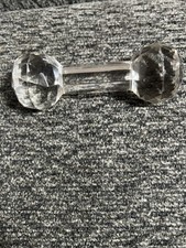 Descanso de faca vintage antigo corte transparente vidro barbell 4,5” de comprimento comprar usado  Enviando para Brazil