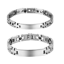 Alimentação saudável Masculino Personalizado Terapia Magnética Pulseira de Corrente Gravura Personalizado comprar usado  Enviando para Brazil