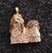 Pingente BGE prata esterlina vintage 925 cachorro pequeno Shi Tzu pedras tom dourado  comprar usado  Enviando para Brazil