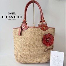 Bolsa de mão Beauty COACH cesta bolsa tote palha comprar usado  Enviando para Brazil