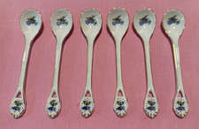 Colher de chá de porcelana vintage azul floral acabamento dourado 5,5" conjunto 6 comprar usado  Enviando para Brazil