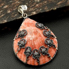 Pingente de pedra preciosa feito à mão vieiras presente de ano novo 2,8" AP-10901 comprar usado  Enviando para Brazil