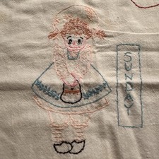 Panos de prato vintage bordados à mão sete dias algodão branco comprar usado  Enviando para Brazil