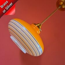 Luminária pendente de teto globo de vidro laranja meados do século vidro listrado luz OVNI comprar usado  Enviando para Brazil