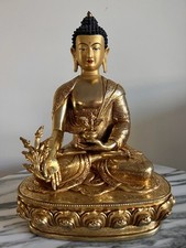 Peça-prima feita à mão medicina tibetana Buda estátua Yoga om 12 polegadas ouro comprar usado  Enviando para Brazil