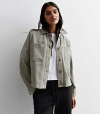 EX Novo Look Algodão Verde Claro Bolso Frontal Crop Shacket Tamanhos 6-24 RRP £29.99 comprar usado  Enviando para Brazil