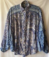 BLUSA FEMININA FREE PEOPLE S, ESTAMPA AZUL BOTÃO FRONTAL, MANGAS DE ASA DE MORCEGO COMPLETAS EXCELENTE ESTADO USADO, usado comprar usado  Enviando para Brazil