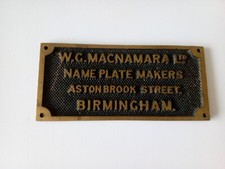 Macnamara name plate for sale  SHEFFIELD