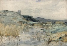 Pintura em aquarela David Waterson castelo e paisagem fluvial comprar usado  Enviando para Brazil