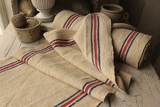 Tecido vintage caseiro linho cânhamo listrado saco de grãos material LAVADO 14,9 jardas comprar usado  Enviando para Brazil