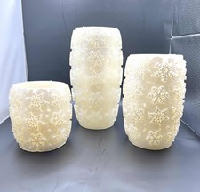 Conjunto de 3 velas de cera LED sem chama com flocos de neve em relevo, testadas e funcionando comprar usado  Enviando para Brazil