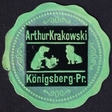 Znaczek pieczęci jamnik, fotograf „Artur Krakowski, Königsberg Pr.” (Prusy Wschodnie), używany na sprzedaż  Wysyłka do Poland