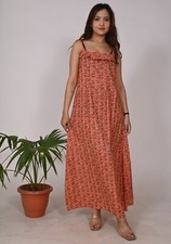 Vestido longo boho indiano feminino sem mangas algodão bloco estampado estilo festa comprar usado  Enviando para Brazil