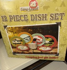 Juego de platos de melamina vintage CAMP CASUAL 12 piezas juego de platos camping RV cámper retro segunda mano  Embacar hacia Mexico