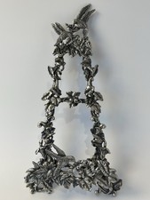 Usado, ~Suporte para fotos cavalete floral beija-flor~exibição de arte~estanho pesado ornamentado 10" comprar usado  Enviando para Brazil