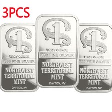 Barra de color plata Troy OZ 3 piezas Northwest Territorial Mint 1 BU EE. UU. segunda mano  Embacar hacia Mexico