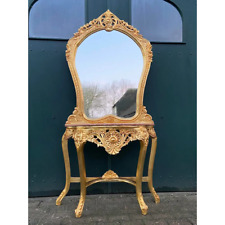 Console com espelho - Conjunto de mesa de entrada francês Luís XVI, madeira dourada e mármore comprar usado  Enviando para Brazil