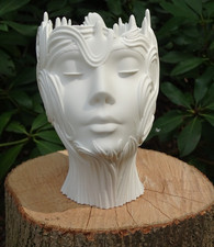 Doniczka 3D Biała Artystyczna Kobieta Twarz z ornamentem Homedeco 13 cm wysoka, używany na sprzedaż  PL