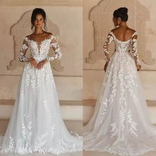 Vestido de noiva decote de barco luxo linha A mangas compridas vestidos de noiva românticos, usado comprar usado Vestido de noiva decote de barco luxo linha A mangas compridas vestidos de noiva românticos, usado comprar usado  Enviando para Brazil