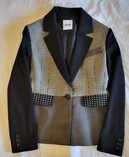 Blazer Moschino barato e chique feminino cinza terno jaqueta tamanho 10 colorblock lã, usado comprar usado  Enviando para Brazil