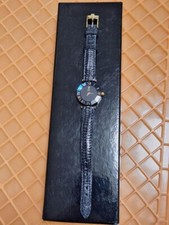 Relógio de pulso feminino HStern mostrador marinho 750 k18 1P quartzo diamante pulseira de couro usado comprar usado  Enviando para Brazil
