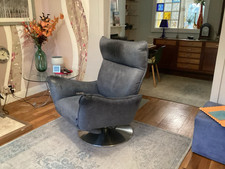 Denim leather recliner for sale  HITCHIN