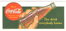 DRINK COCA - COLA "a bebida que todo mundo sabe"-1939 arte PUBLICIDADE blotter de tinta comprar usado  Enviando para Brazil