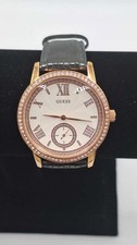 Relógio feminino GUESS clássico cinza pulseira de couro tom ouro rosa brilhante comprar usado  Enviando para Brazil