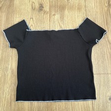 Black ribbed bardot for sale  WIGAN