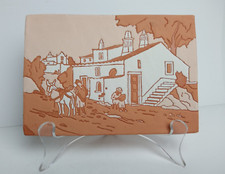 Placa de azulejo arte pendurada na parede terracota pintada à mão Portugal ~ Cruz e Cristina comprar usado  Enviando para Brazil
