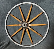 Antiga roda de carroça carrinho de buggy de madeira de dez raios metal borracha dura 11,5 polegadas comprar usado  Enviando para Brazil