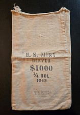 1948 D $1000 Washington quarters EUA ESTADO PERFEITO DENVER 1/4 DOL. bolsa de moedas de lona vazia comprar usado  Enviando para Brazil