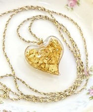 Colar corrente vintage coração de bruxa flutuante ouro 24k pingente floco original GF 24” comprar usado  Enviando para Brazil