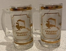 Caneca/pedra de cerveja de vidro vintage Culver’s acabamento dourado 22k. 11 a 12 oz. Skagway Alaska. Conjunto 2 comprar usado  Enviando para Brazil