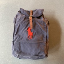 Mochila polo Ralph Lauren vintage bordada logotipo pônei grande couro lona vermelho marinho comprar usado  Enviando para Brazil