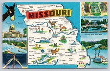 Usado, Cartão postal 1959 balão de ar quente mapa fotográfico do estado do Missouri comprar usado  Enviando para Brazil