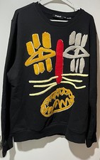 Moletom Desigual preto inspirado na Ásia pulôver aplicado gola redonda ~ XXL comprar usado Moletom Desigual preto inspirado na Ásia pulôver aplicado gola redonda ~ XXL comprar usado  Enviando para Brazil