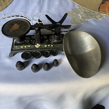 Balança de equilíbrio miniatura brinquedo infantil ferro fundido pintado floral 4 pesos panela vintage comprar usado  Enviando para Brazil