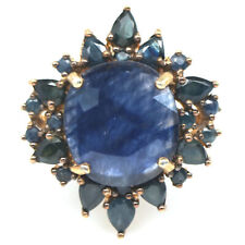 Usado, 925 Sterlingsilber 18K Vergoldet 15 x 17 Mm. Blauer Saphir Ringgröße 8 comprar usado  Enviando para Brazil