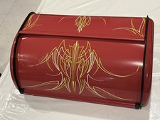 Caixa de pão de metal listrada pintada à mão personalizada, arte Hot Rod Rat Rod, 17x10x7,5 comprar usado  Enviando para Brazil