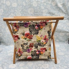 Organizador de armazenamento dobrável cesta de costura vintage tecido floral madeira carregador comprar usado  Enviando para Brazil