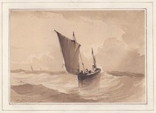 Bote Marítimo Acuarela Dibujo Acuarela A. Delacroix 1840, usado comprar usado  Enviando para Brazil