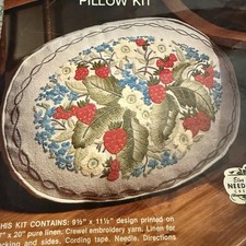 Kit de travesseiro bordado vintage Elsa Williams bordado crewel floral morango comprar usado  Enviando para Brazil