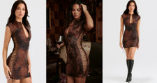 Mini vestido HOUSE of CB antigo cobre Daphne com cadarço laço lateral Bodycon P = 4/6 🖤 comprar usado  Enviando para Brazil